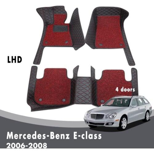 Car Floor Mats For Mercedes-Benz E-class W211 4 doors 2008 2007 2006 Luxury Double Layer Wire Loop Carpets Auto Interior Custom