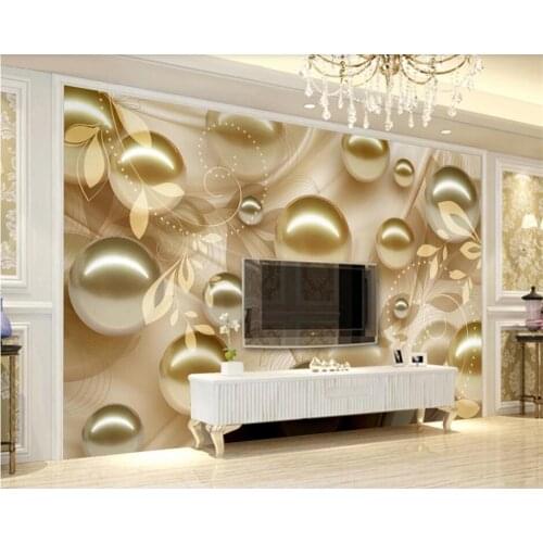 Beibehang Custom 3D background wallpaper fashion gold pearl beautiful pattern three-dimensional decorative wallpaper mural