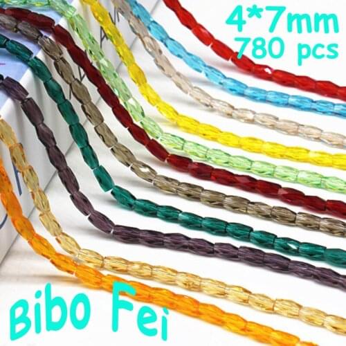 Free shipping multi color 4*7mm 780PCS Glass Czech crystal beads,Long Square crystal beads, bracelet necklace Jewelry Making