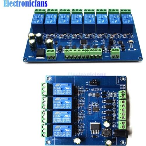 DC 7-24V Modbus Rtu7 4 Way 8 Way Relay Module Switch Input Output RS485/TTL Interface Signal Detection Anti-reverse Connection