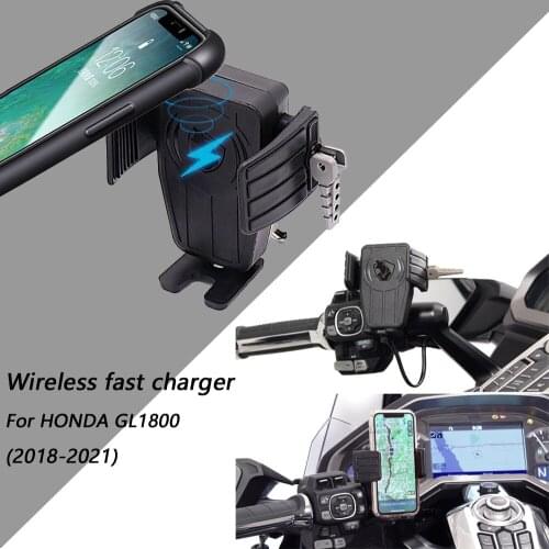 GPS Phone Holder With 15W Wireless Fast Charger Support Bracket For HONDA GL1800 Gold Wing Tour DCT Airbag 2018-2021 2020 2019