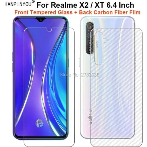 For Realme XT / X2 6.4" 1Set = Soft Back Carbon Fiber Film + Ultra Thin Premium Tempered Glass Front Screen Protector Guard
