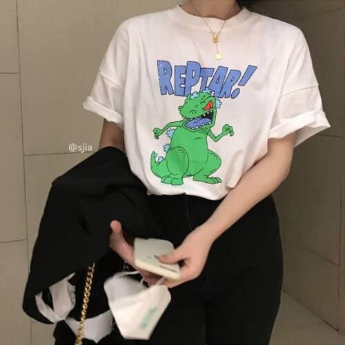 Short-Sleeved T-shirt 2021 New Spring Design Hip Hop Weird Girl Loose Mid-Length Top for Women Ins