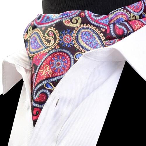 RBOCOTT Mens Ascot Vintage Classic Paisley Neckwear Scrunch Self British style Cravat For Men Gentleman Wedding Accessories