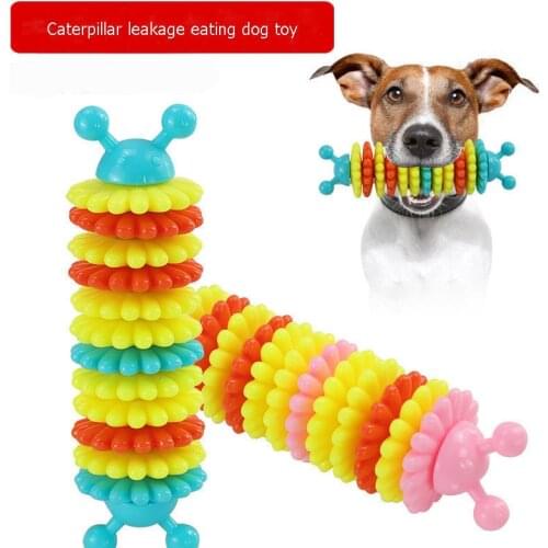 1PCS Dog Interactive Toothbrush Teeth Cleaning Toys Rubber Caterpillar Chew Toy Cat Chihuahua Pet Training Toys Dogs Supplies