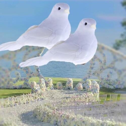 Artificial White Pigeon Plastic Feather Love Peace Doves Bird Simulation Figurines Fake Birds Miniatures Imitation Bird Model