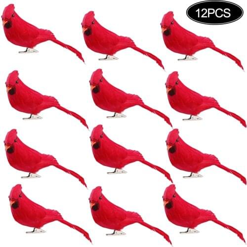 12 Pcs Foam Feather Artificial Parrots Imitation Bird Model Home Wedding Decoration DIY Party Ornament