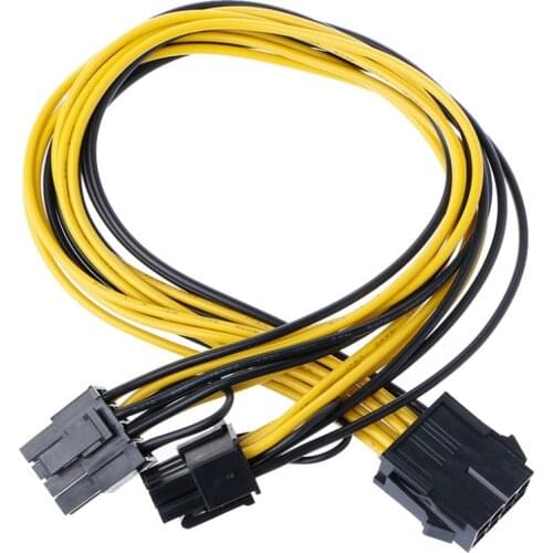 1Pc PCI-E 8Pin Female To Dual 8Pin(6+2) Male Graphics Video Display Card Power Supply Cable 34cm 18AWG Wire High Quality