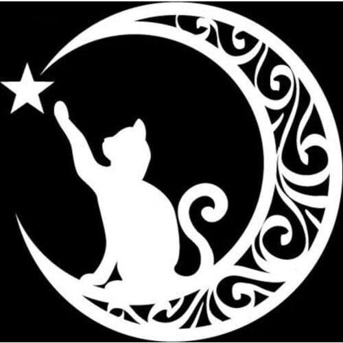 Three Ratels FD680 Classic Fashion Lovely Cat Touching Star Moon Car Sticker Creative Decal Laptop Truck Motorcycles Auto Access
