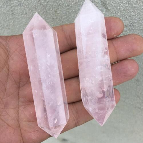 Beautiful pink crystal double spiked column natural