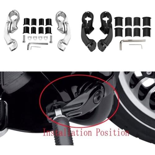 Motorcycle Short Angled Adjustable Highway Foot Peg Mount Kit Compatible with 1.25 Inches Engine Guard For Harley Yamaha Honda