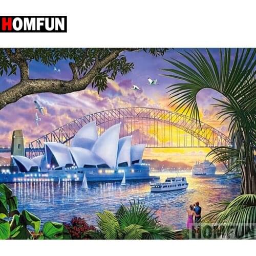 HOMFUN Full Square/Round Drill 5D DIY Diamond Painting "Sunset scenery" Embroidery Cross Stitch 3D Home Decor Gift A10038