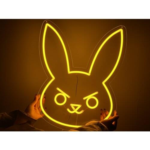 Custom DVA Bunny Neon Sign Abstract LED Wall Hanging Cool Light For Shop Party Gift Home Decor Party Birthday Kids Shop