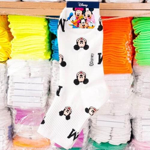 Disney Women Socks Cartoon Character Cotton Socks Harajuku Female Cute Unisex Skatebord Socks Hipster Fashion mickey Print