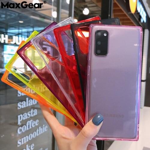 New Square Fluorescent Neon Phone case For Samsung S9 S10 Plus S10E S20 Ultra A20 A30 A30S A50 A70 Candy Color Silicone Cover