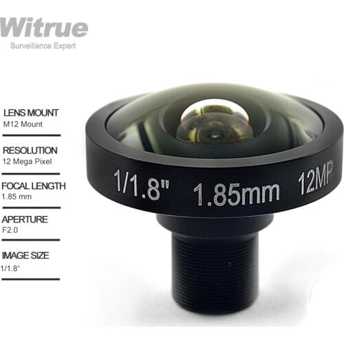 4K 12MP Fisheye Lens 1.85mm 1/1.8 185 Degree M12 Mount with 650nm IR filter For SJCAM Xiaomi Yi Gopro Eken Action Cameras