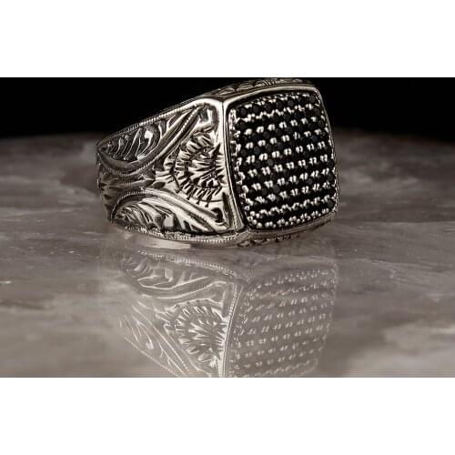 Onyx Stone Traditional Turkish 925 Silver Mens Handmade Signet Rings Jewelry Gift From Turkey for Women Men