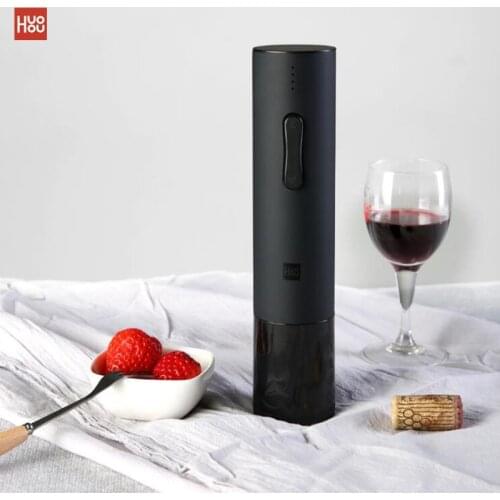 Original Huohou Automatic Red Wine Bottle Opener Electric Corkscrew Foil Cutter Cork Out Tool 6S Open 550Mah Battery