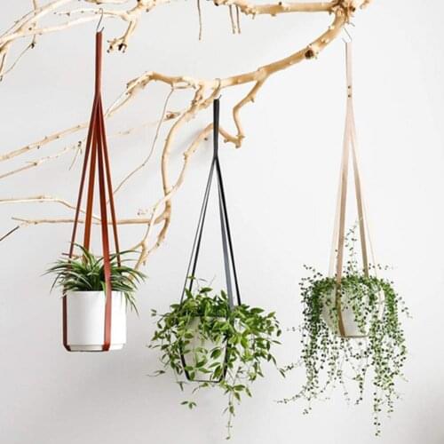 Macrame Plant Hanger Baskets Hanger Rope Elastic Decorative Faux Leather Creative Stable Hanging Rope for Garden Supplies
