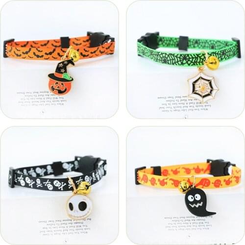 Pumpkin Ghost Bat Pendant Fashion Cat Necklace Halloween Themed Dog Neck Circumference Pet Decoration Ornaments Accessories