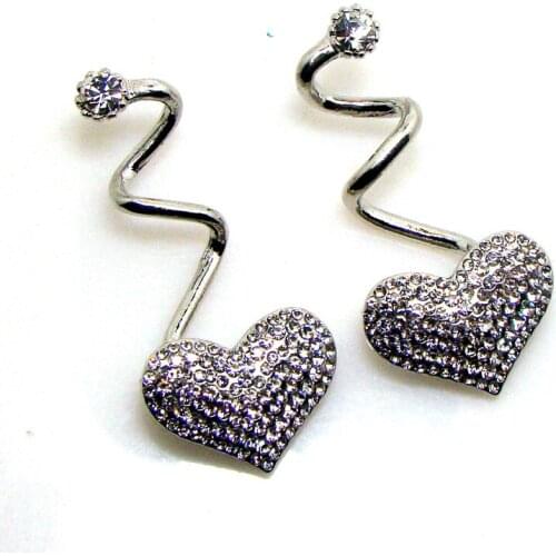 Full rhinestone metal heart charm summer beach Flip Flops Slipper Twisted Shoes button decorative fashion ornament accessory 3pa