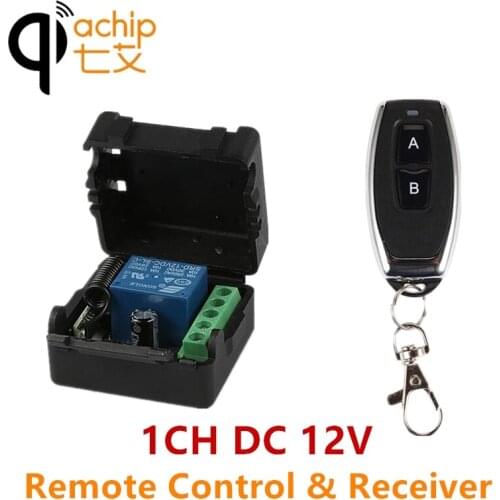 QIACHIP 433Mhz DC 12V 1CH Wireless Remote Control Switch Relay Receiver & 433.92 Mhz RF Transmitter Gate Garage Light Controller