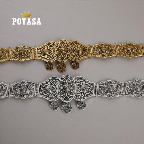 Luxury Gun metal color women belt chain metal waistband jewelry long adjustable length wedding caftan dress belt