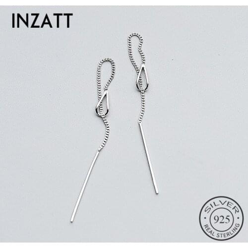 INZATT Real 925 Sterling Silver Elegant Chain Tassel Stick Bar Dangle Drop Earrings Fine Jewelry For Women Party
