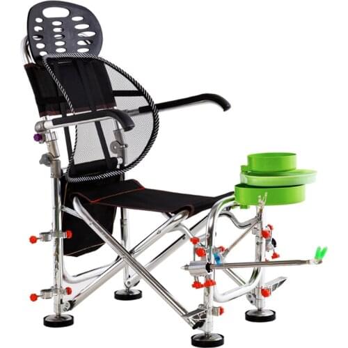 Outdoor Folding Fishing Chairs Rotatable adjustment Portable Aluminum Alloy Chair with Fishing rod support