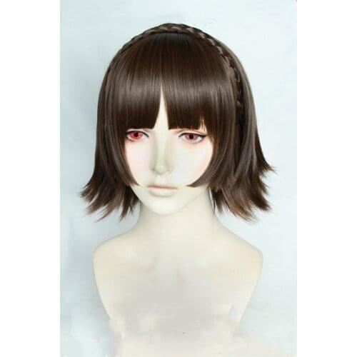 Anime Persona 5 Makoto Niijima Short Mixed Brown Heat Resistant Synthetic Cosplay Costume Wig + Wig Cap