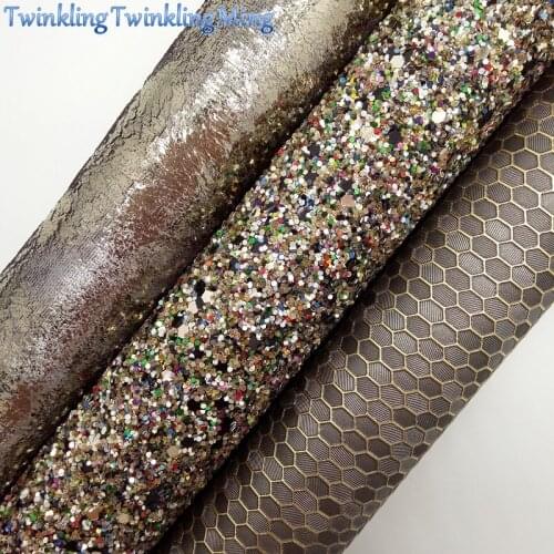 Grey Glitter Fabric, Honeycomb Faux Fabric, Metallic Velvet Fabric Sheets For Bow A4 21x29CM Twinkling Ming XM728