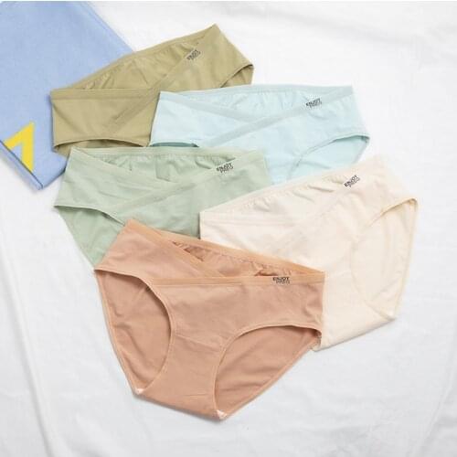 Large Size Maternity Panties Combed Cotton Pregnancy Underwear Low Waist Criss-cross Breathable Pregnancy Briefs