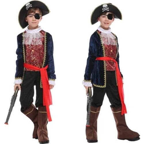 Umorden Halloween Costumes for Boys Pirate Captain Costume One Eye Deluxe Pirate Cosplay Set for Boy Kids Party Dress Up