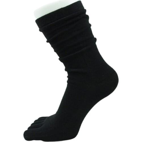 Women Five Finger Long Tube Socks Solid Color Toe Separated Cotton Hosiery