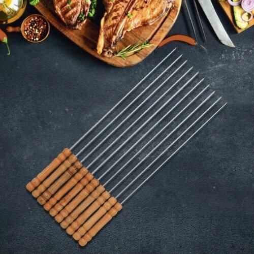 10PCS BBQ Skewers Stainless Steel Camping Grill Sticks Set 30cm Barbecue Skewer Outdoor Kitchen BBQ Tools Accessories