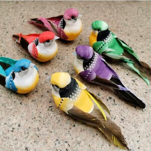 12PCS/10*4*5.5CM,Artificial Decorative Foam Feathers mini Birds With Foot For Party Favors,Wedding Table Home gardon Decoration