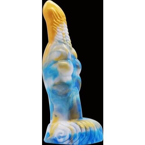 2021 Huge Animal Dildo Colorful Silicone Realistic Wolf Fake Penis With Suction Cup Fantasy Dildos Masturbater Anal Knotted Toys