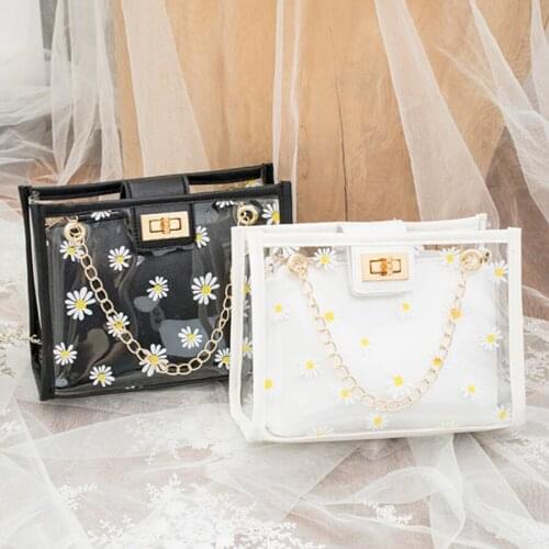 2021 Women Transparent PVC Chain Messenger Crossbody Bag Famous Design Versatile Composite All-match Small Shoulder Lady Handbag