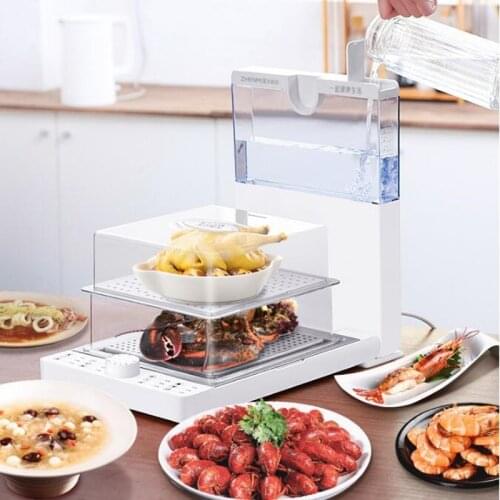 220V Electric Food Steaming Machine Folding Electric Steamer Pot With Water Tank And Timer Multifunction Foldable Steaming Pot