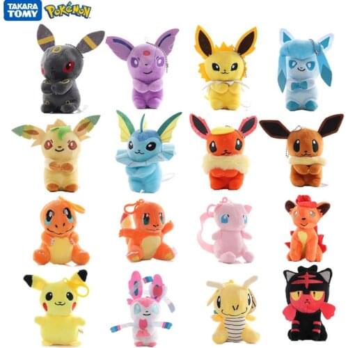 24Styles 10-15Cm Pokemon Plush Pendant Anime Figures Pikachu Charmander Snorlax Eevee Family High Quality Pet Model Toy Gifts