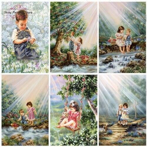 Diamond Painting Boy Girl Portrait 5D DIY Diamond Embroidery Child Baby Flower Scenery Rhinestone Pictures Home Decoration Gift