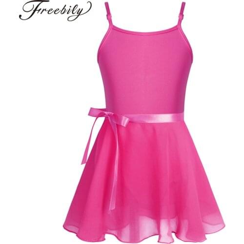 Kids Girl Chiffon Dancing Ballet tutu Dress Ballerina Fairy Dancewear Ballet Party Costumes Gymnastics Leotard with Tied Skirt