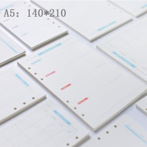 Journal Agenda Plannner Notebook A5 Insert Refills 6 Holes Loose Leaf Spiral Ring Binder Diary Planner Inner Core 100g Paper