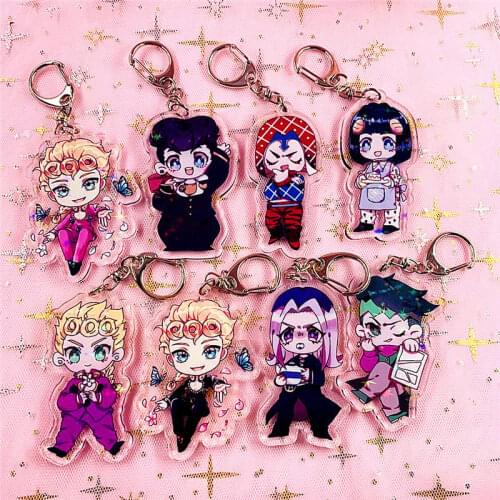 Anime JOJO Bizarre Adventure Keychain Acrylic Figure Kujo Jotaro Kira Yoshikage Caesar Pendent Keyring Collection Gift