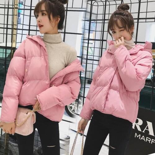 Brieuces new hooded women winter jacket short cotton padded women coat autumn casaco feminino inverno color parka stand collar
