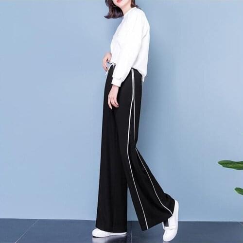 Sweatpants Jogging Harajuku Streetwear Women Wide Leg Pant White Black High Waist Trousers Korean Fashion Baggy Pantalones Mujer
