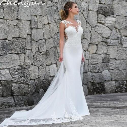 Chengjun Moroccan Appliqued Lace Fitting Mermaid Elegant Dresses For Wedding