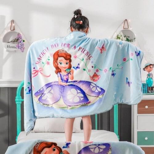 Disney sofia children thickened lambskin blanket shoulder blanket spring and autumn winter kindergarten blanket sheets 80x160cm