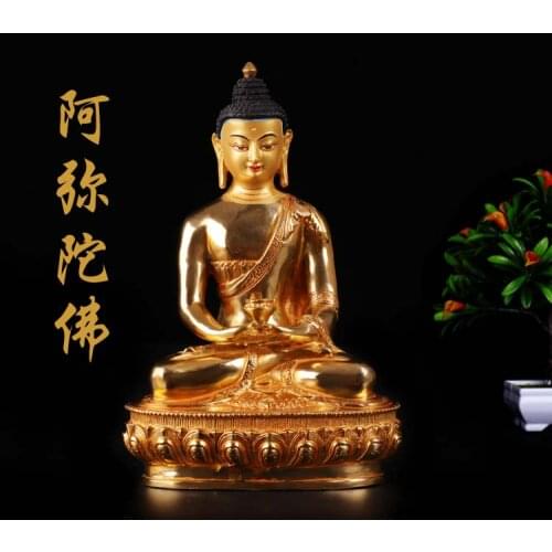 Special Offer 20CM HOME family efficacious Talisman Buddhism full Gilding Gold-plated Amitabha Buddha statue--free shipping