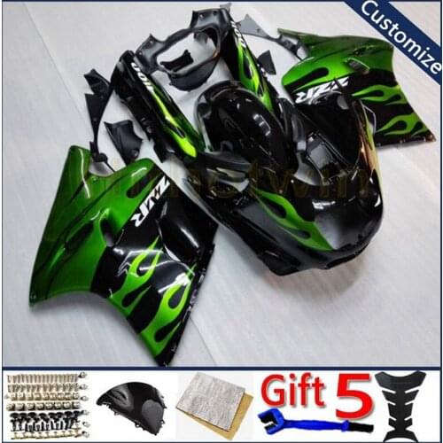 ABS Fairing kit For ZX11 ZZ-R1100 1990 1991 1992 1993 1994 1995 1996 1997 1998 1999 2000 2001 motorcycle panels green flames